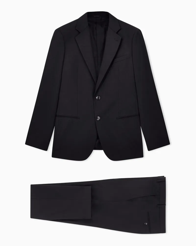 Giorgio Armani Einreihiger Anzug der Soho-Linie aus Wolltwill Schwarz