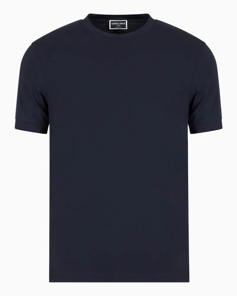 Giorgio Armani T-Shirt mit Rundhalsausschnitt Icon aus Viskosejersey mit Stretchanteil Marineblau