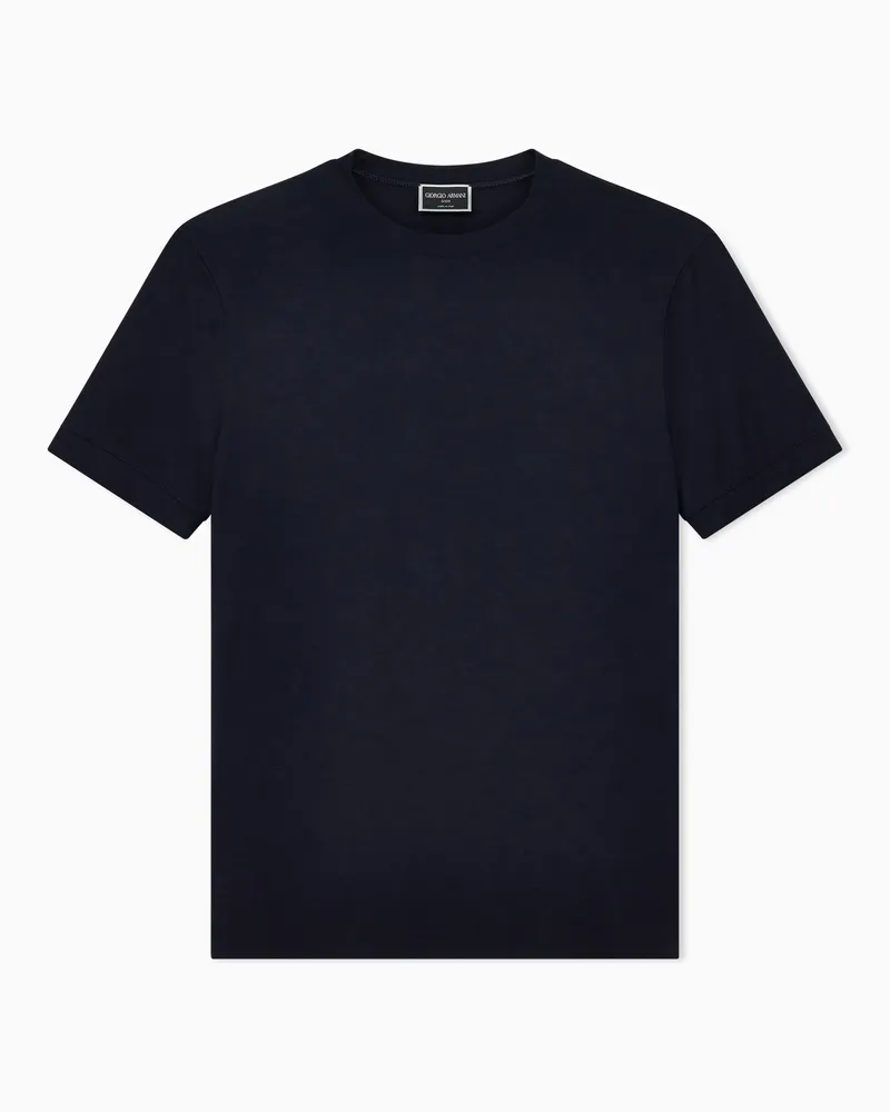 Giorgio Armani T-Shirt mit Rundhalsausschnitt Icon aus Viskosejersey mit Stretchanteil Marineblau
