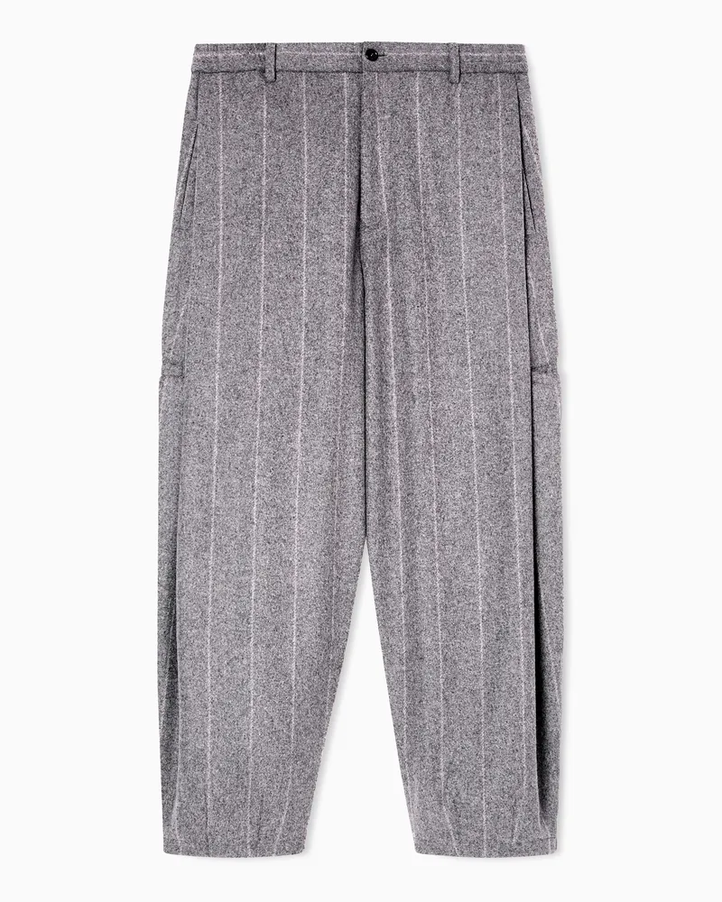 Giorgio Armani Flatfront-Hose mit Bundfalte aus Woll-Stoff mit Nadelstreifen Beige