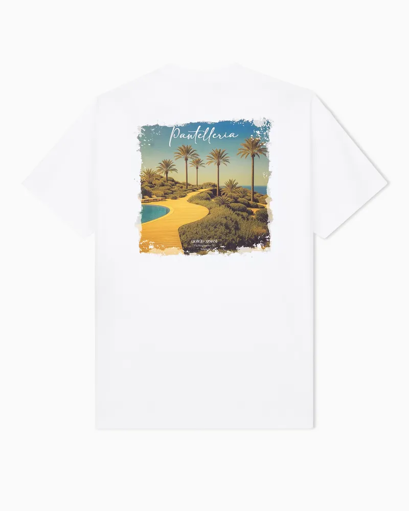 Giorgio Armani T-Shirt aus Baumwoll-Interlock-Jersey mit Print auf der Rückseite Gemustert