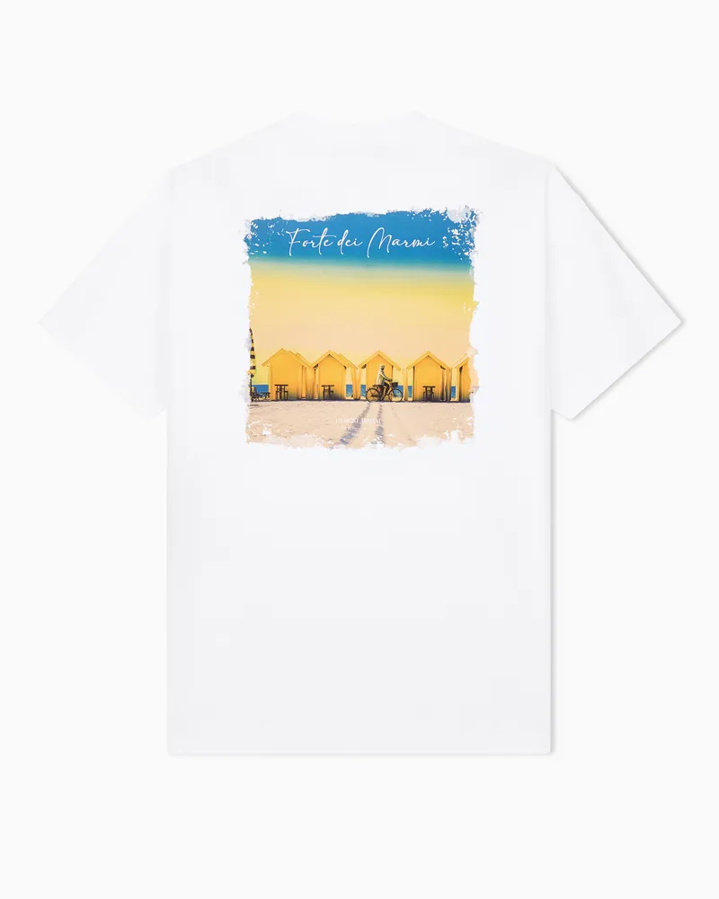 Giorgio Armani T-Shirt aus Baumwoll-Interlock-Jersey mit Print auf der Rückseite Gemustert