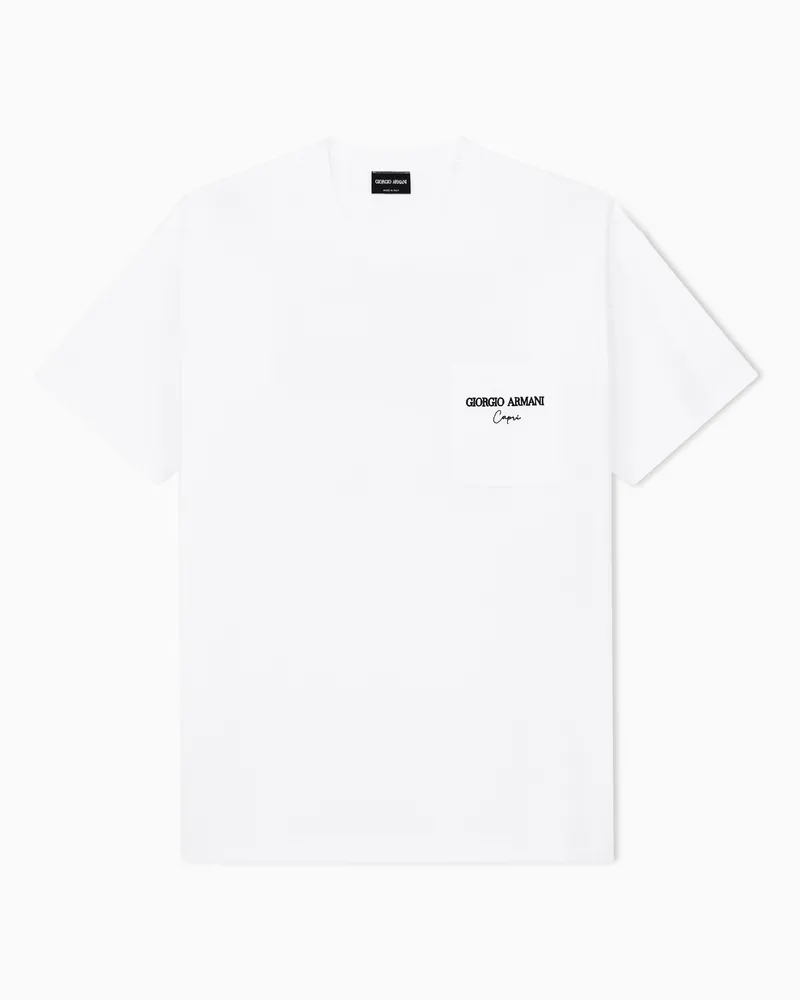 Giorgio Armani T-Shirt aus Baumwoll-Interlockjersey Gemustert