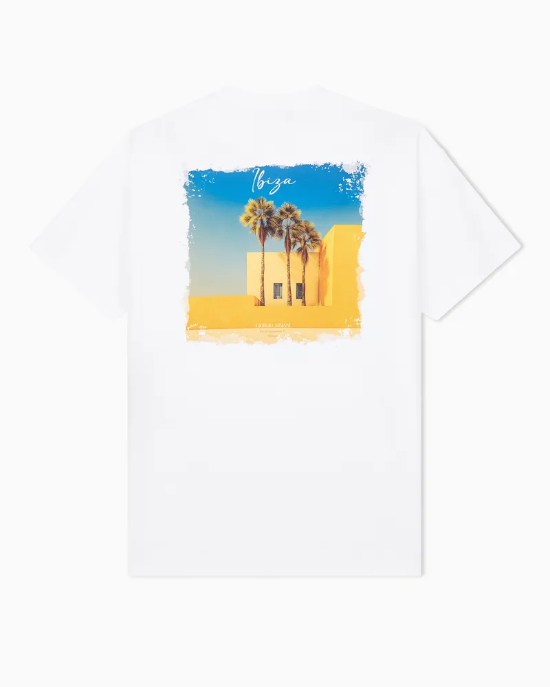 Giorgio Armani T-Shirt aus Baumwoll-Interlock-Jersey mit Print auf der Rückseite Gemustert