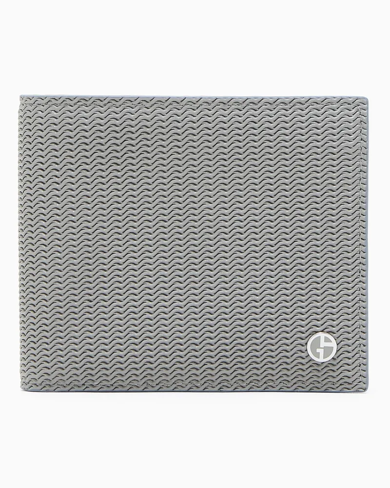 Giorgio Armani Bifold-Portemonnaie aus bedrucktem Leder Beige