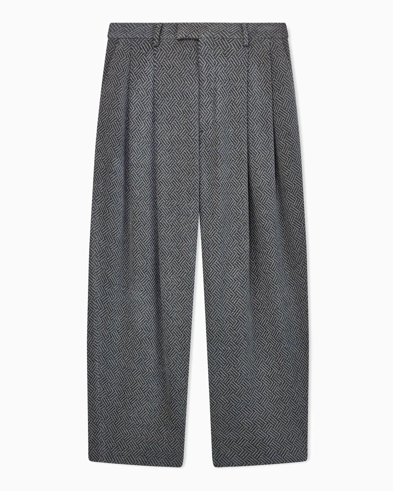 Giorgio Armani Weite Hose mit geometrischem Muster aus Chenille Grau