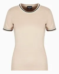 Giorgio Armani Seiden-t-shirt mit Rundhalsausschnitt Beige