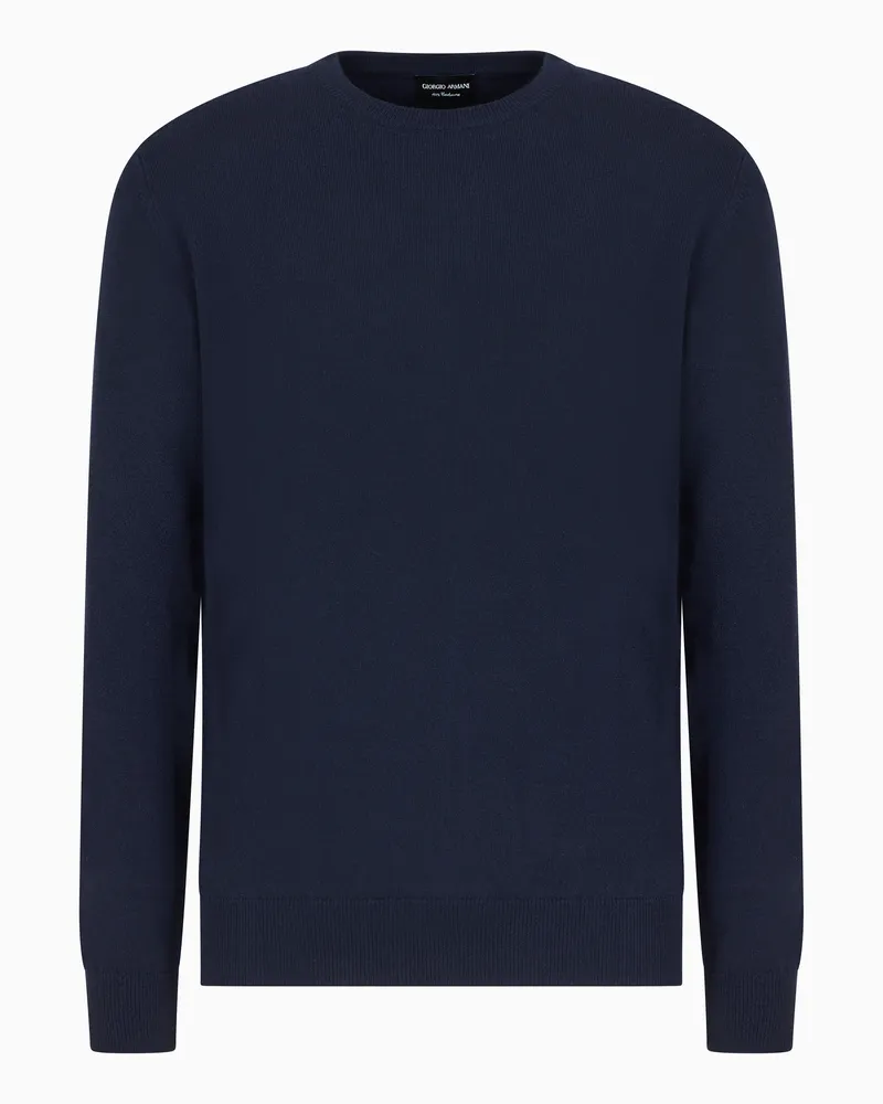 Giorgio Armani Rundhalspullover aus Kaschmir Blau