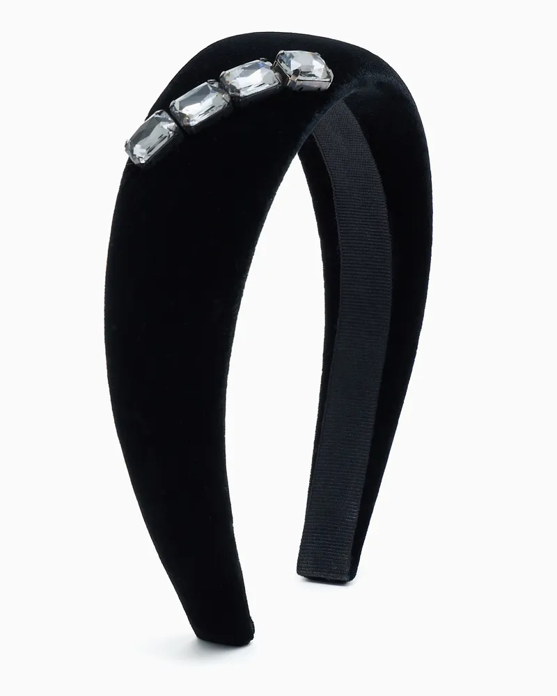 Giorgio Armani Samt-Stirnband mit Kristall-Applikationen Schwarz
