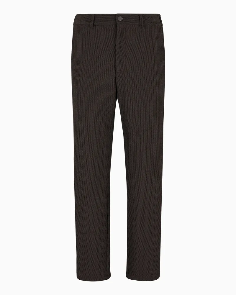Giorgio Armani Flatfront-Hose aus geprägtem Funktionsstoff Braun