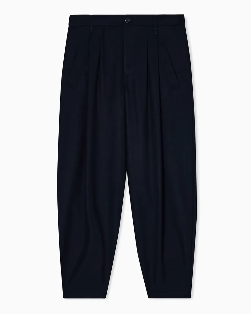 Giorgio Armani Hose mit einer Bundfalte aus leichtem Kaschmir-Stoff Marineblau