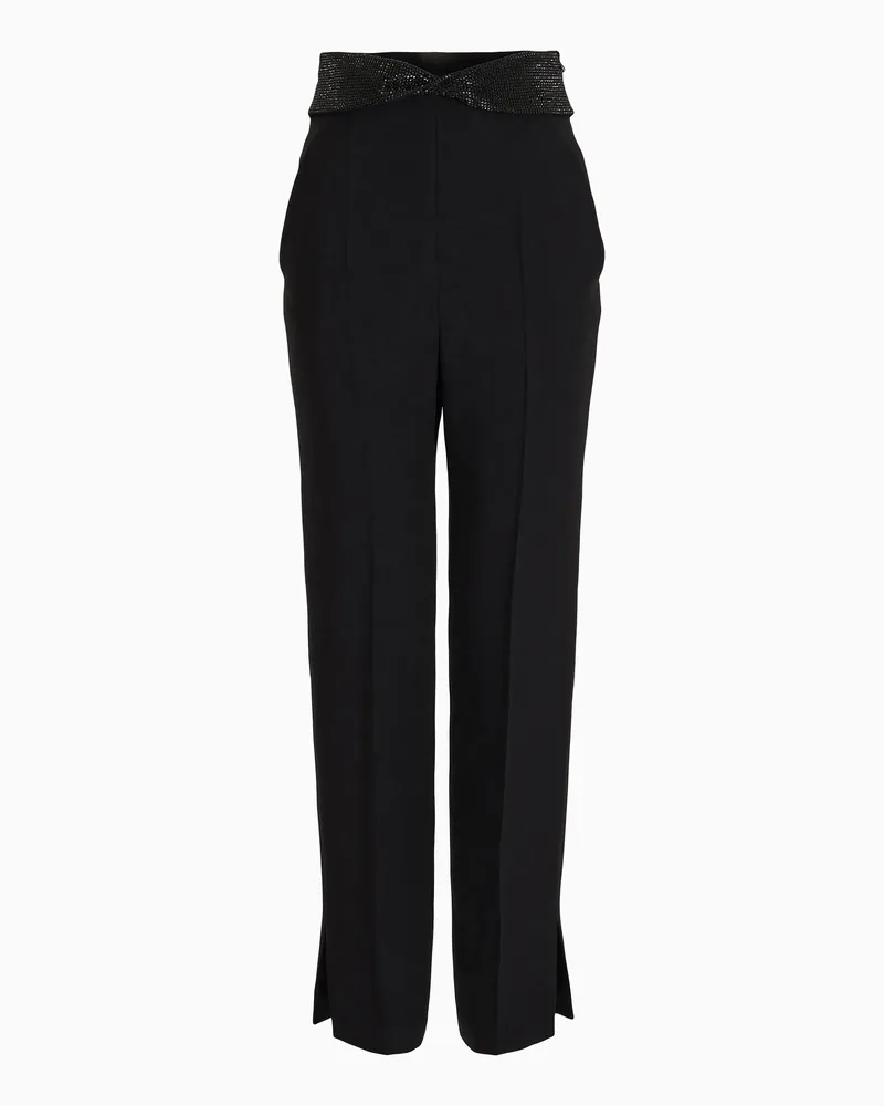 Giorgio Armani Gerade Hose aus Seiden-Cady mit Strassdetails Gemustert