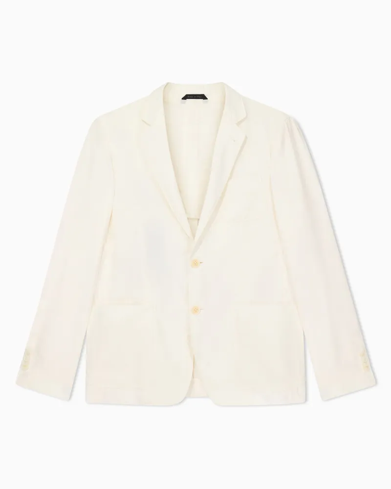 Giorgio Armani Einreihiges Sakko aus der Upton-Linie aus einem Seidentwill-Mischgewebe Weiß