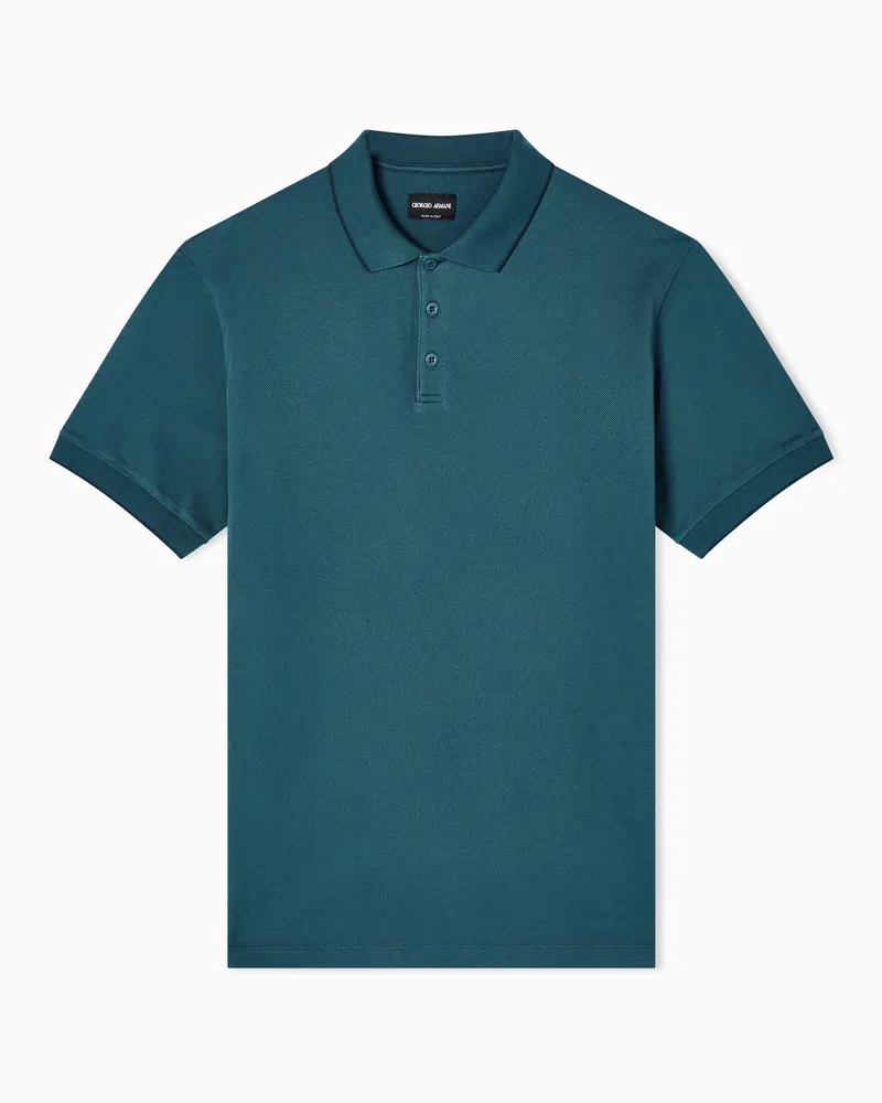 Giorgio Armani Poloshirt aus Baumwollpikee mit Lisle-Garn Grün