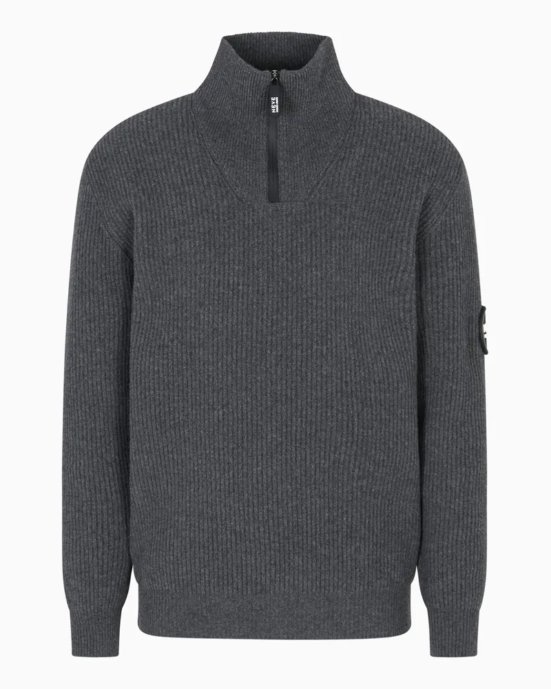 Giorgio Armani Neve Stehkragenpullover aus Wolle und Kaschmir Grau