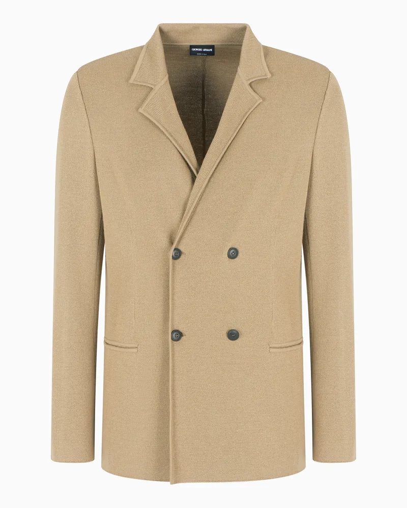 Giorgio Armani Doppelreihiges Sakko aus Schurwolle und Kaschmir Beige