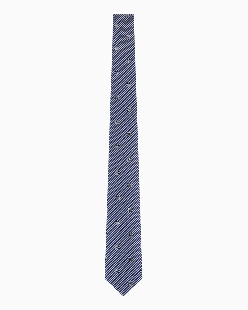 Giorgio Armani Gestreifte Krawatte aus Seide in Jacquard-Stoff-Verarbeitung Blau