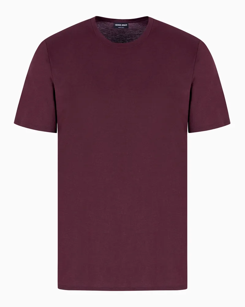 Giorgio Armani T-Shirt mit Rundhalsausschnitt aus Baumwoll-Jersey Burgunderrot