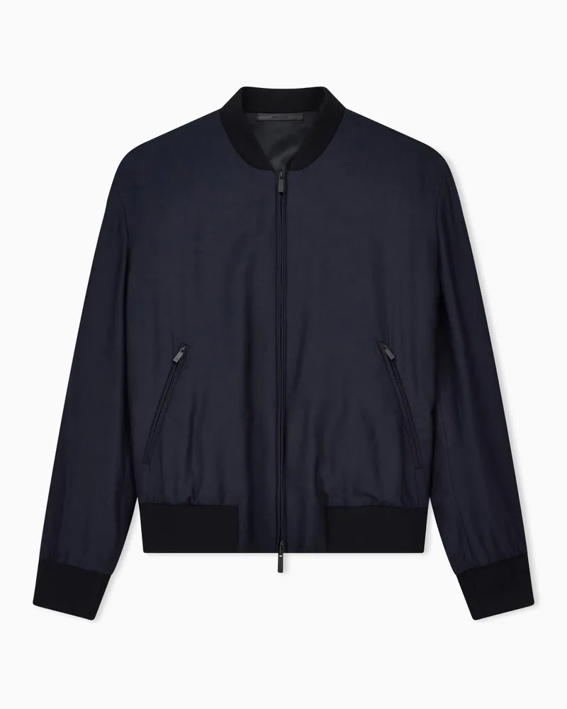 Giorgio Armani ASV Blouson aus Kaschmir- und Seidengewebe Marineblau