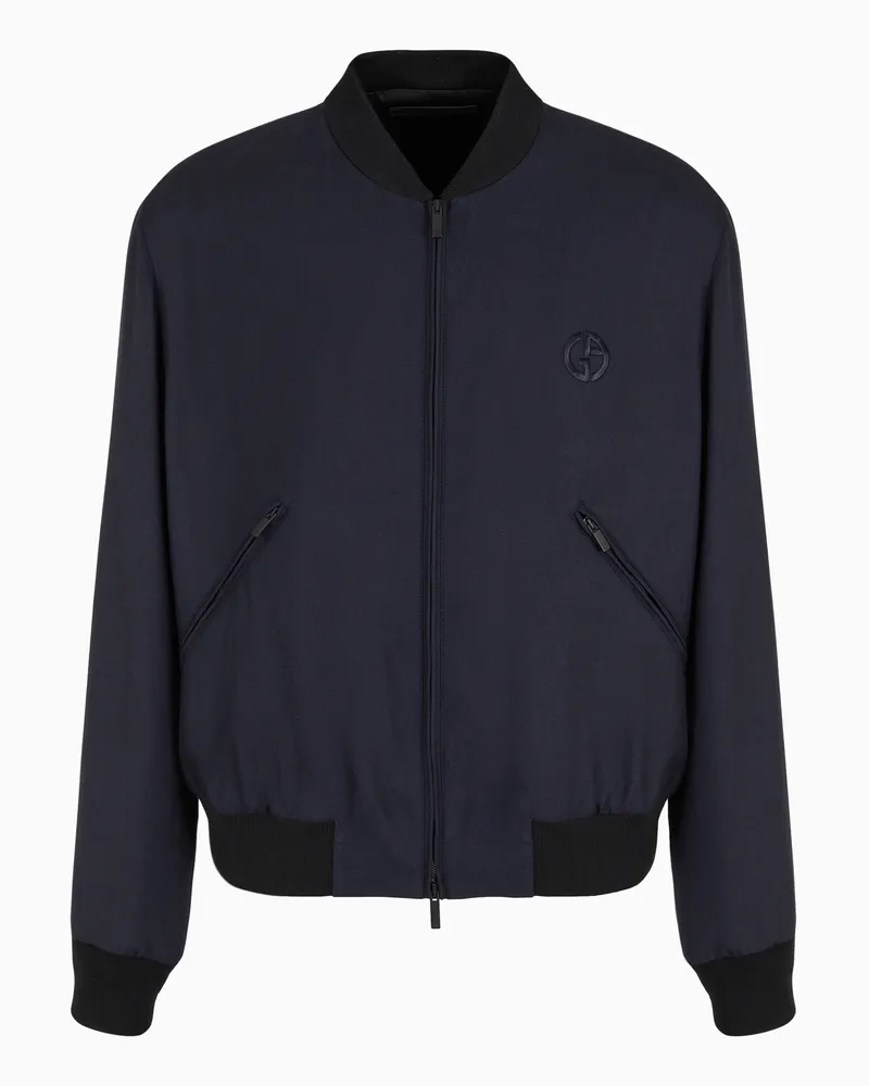 Giorgio Armani ASV Blouson aus Kaschmir- und Seidengewebe Marineblau