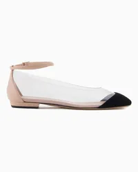 Giorgio Armani Ballerinas mit Riemen Aus Nappaleder, Pvc und Samt Beige