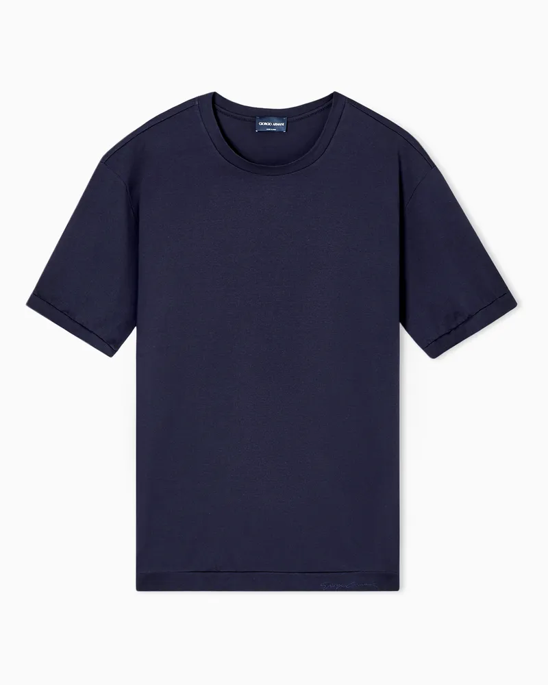 Giorgio Armani T-Shirt mit Rundhalsausschnitt aus Baumwoll-Jersey Blau