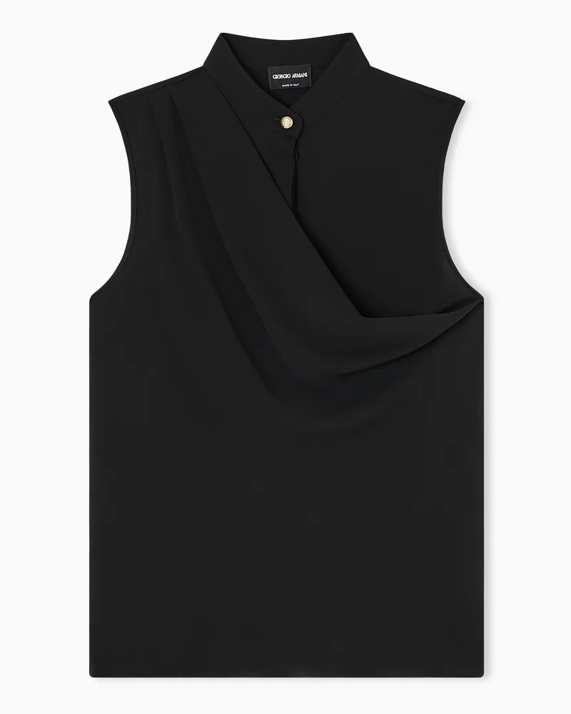 Giorgio Armani Drapiertes Top aus dreilagigem Seiden-Georgette Schwarz