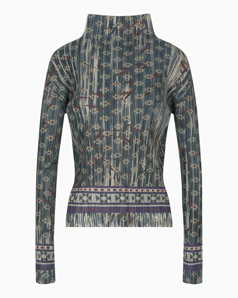 Giorgio Armani Leichter Jersey-Plissee-Pullover mit Print Gemustert