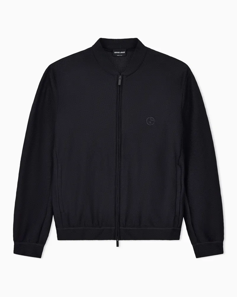 Giorgio Armani Blouson aus geprägtem Funktionsstoff Schwarz