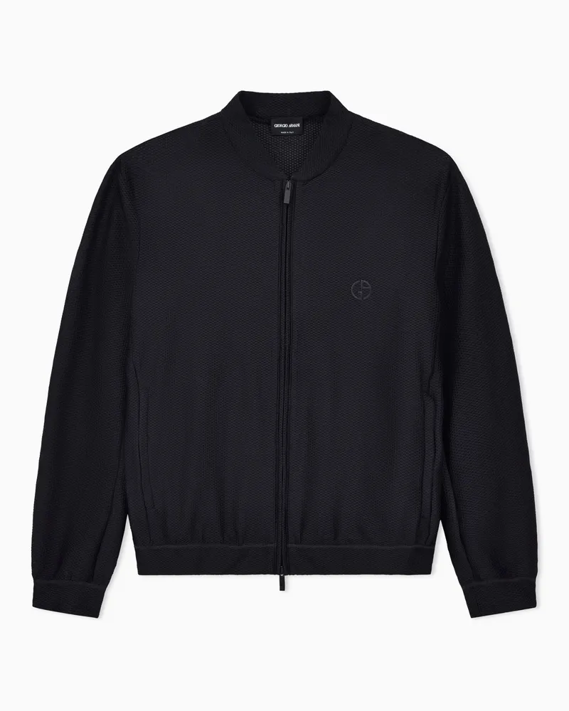 Giorgio Armani Blouson aus geprägtem Funktionsstoff Schwarz