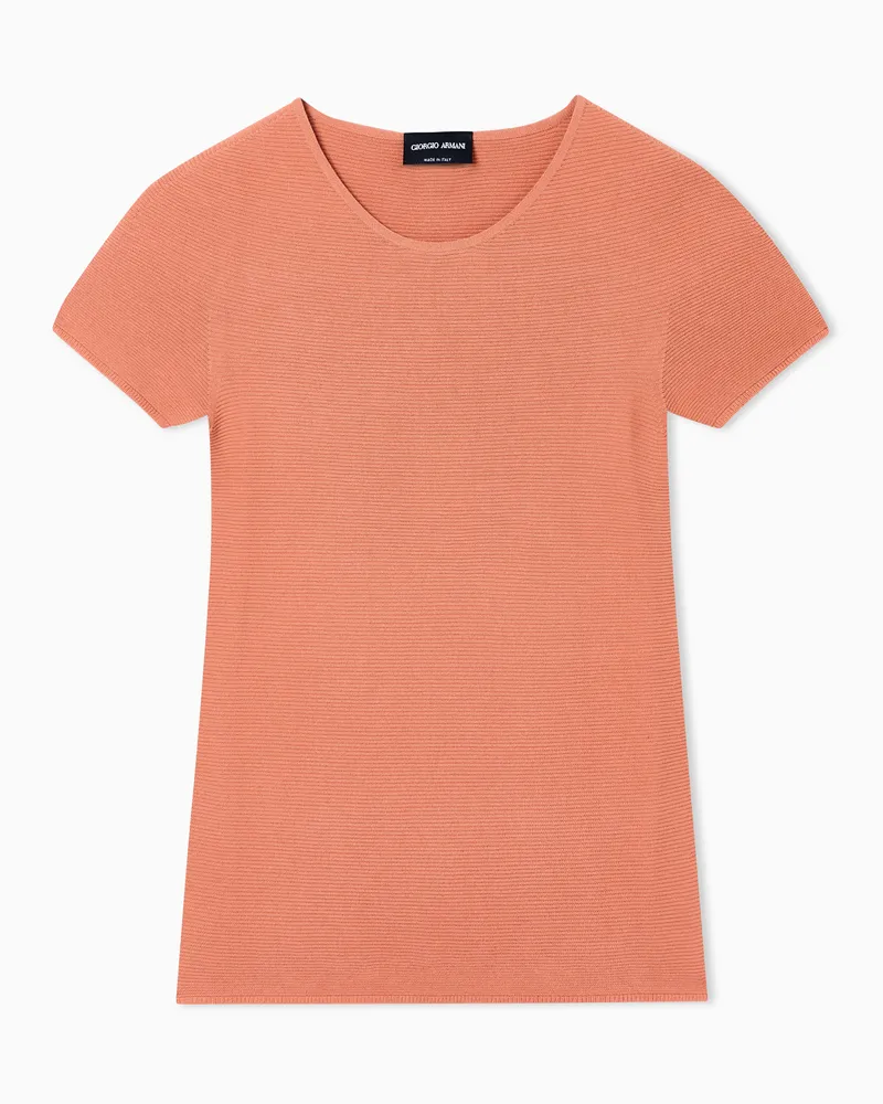 Giorgio Armani Pullover mit kurzen Ärmeln aus Viskose mit Links-Verarbeitung Orange