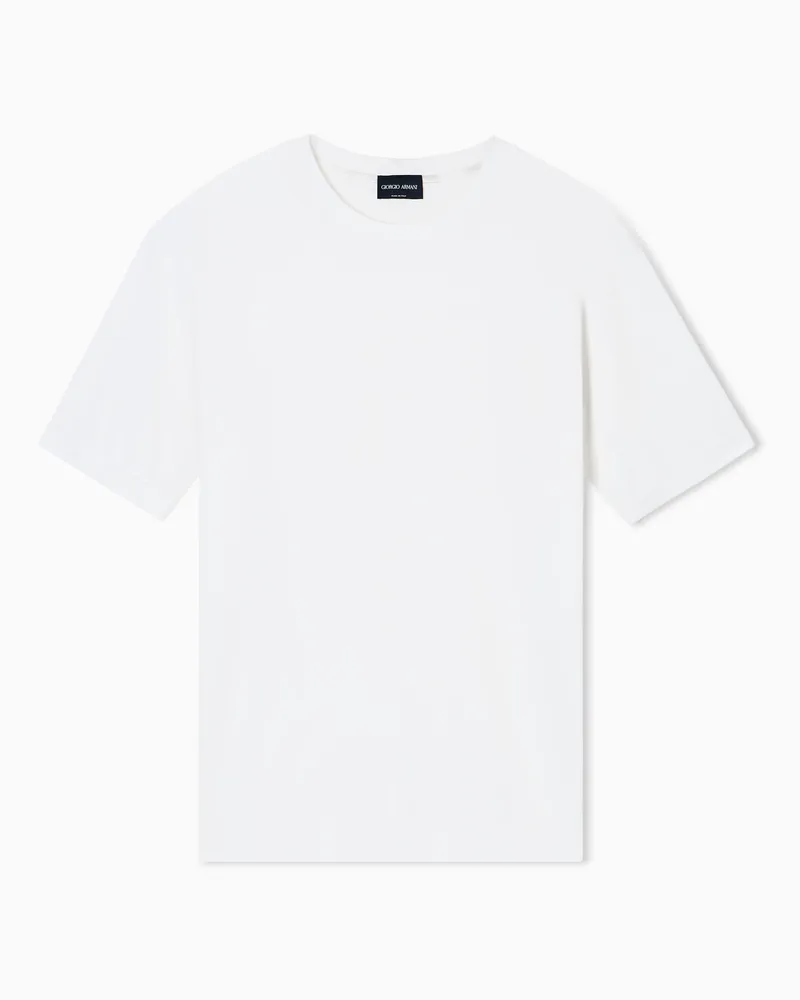 Giorgio Armani T-Shirt mit Rundhalsausschnitt aus Baumwoll-Jersey Weiß