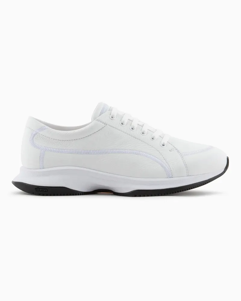 Giorgio Armani Sneaker aus Hirschleder und Leder Weiß