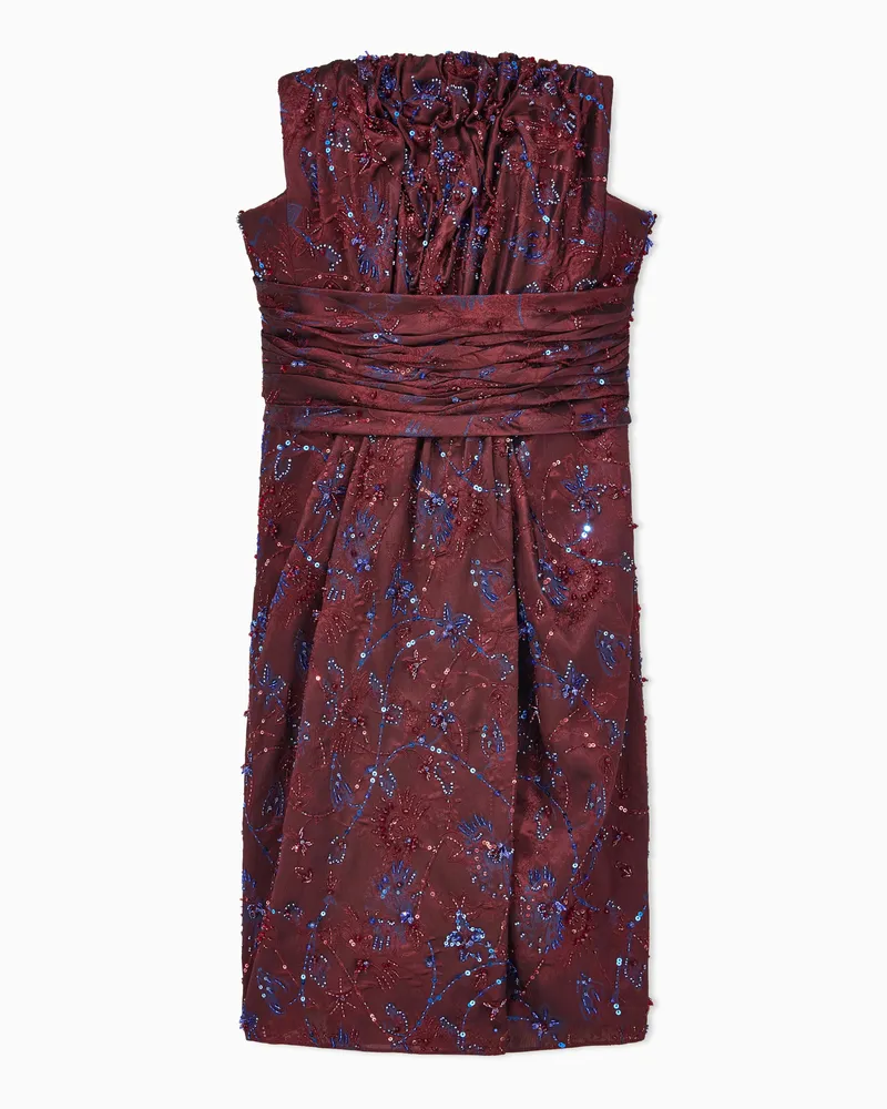 Giorgio Armani Trägerloses Abendkleid mit Blumenstickerei und Perlen Gemustert