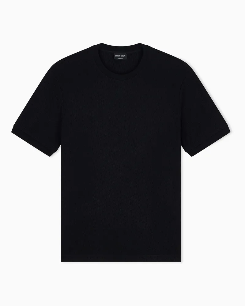 Giorgio Armani Regular Fit T-Shirt aus Jacquardjersey mit Kaschmir Schwarz