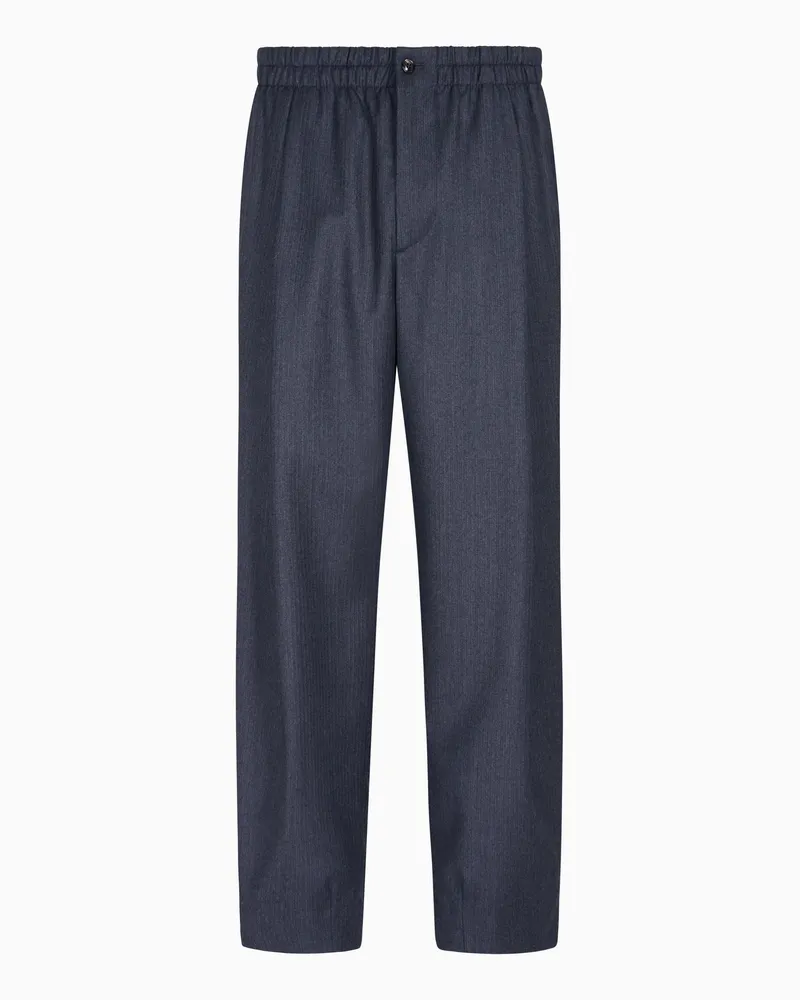 Giorgio Armani Hose mit einer Bundfalte aus Schurwolle mit kleinem Fischgratmuster Grau