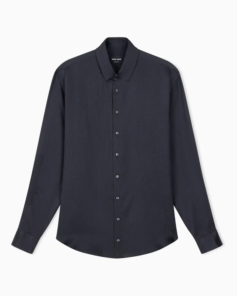 Giorgio Armani Regular Fit Hemd aus gehämmertem Seidensatin Braun