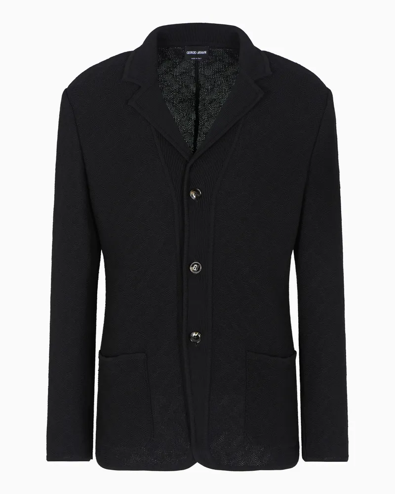 Giorgio Armani Einreihiges Sakko aus Baumwollstrick in Jacquard-Stoff-Verarbeitung 