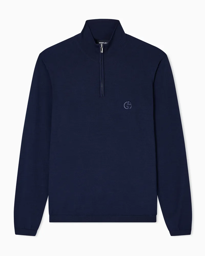 Giorgio Armani Rollkragenpullover aus Schurwolle Blau