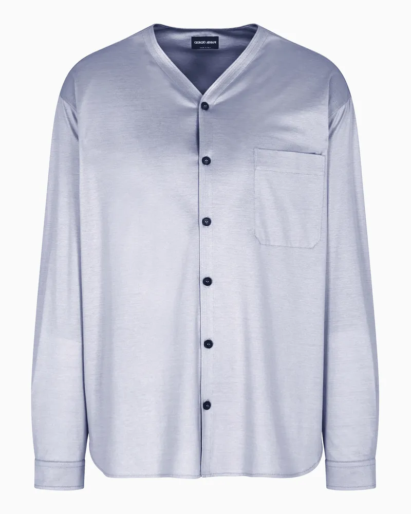 Giorgio Armani Bluse aus Baumwoll-Seiden-Interlock Grau