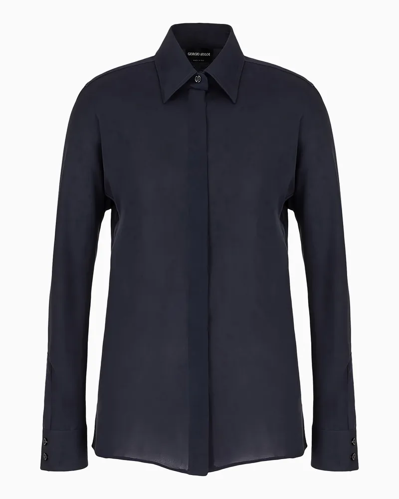 Giorgio Armani Bluse aus reinem Seidencharmeuse Marineblau