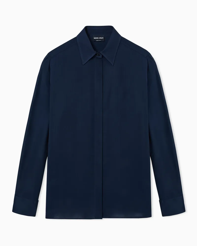 Giorgio Armani Bluse aus reinem Seidencharmeuse Marineblau