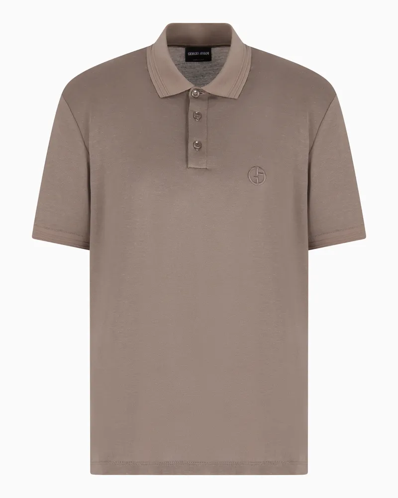 Giorgio Armani Poloshirt mit kurzen Ärmeln aus Seide, Leinen und Baumwolle Braun