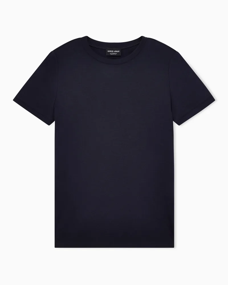 Giorgio Armani T-Shirt aus reinem Kaschmir Marineblau