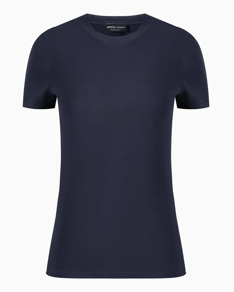 Giorgio Armani T-Shirt aus reinem Kaschmir Marineblau