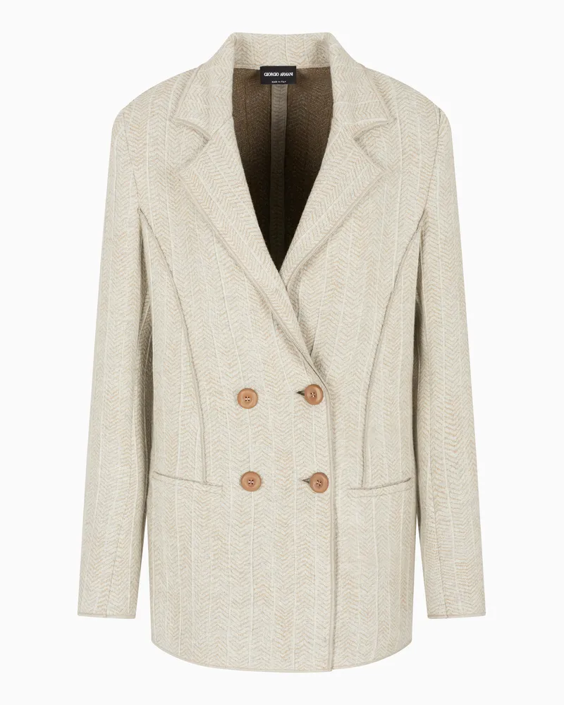 Giorgio Armani Doppelreihiges Sakko aus Viskose-Kaschmir-Jersey in Jacquard-Stoff-Verarbeitung Grau