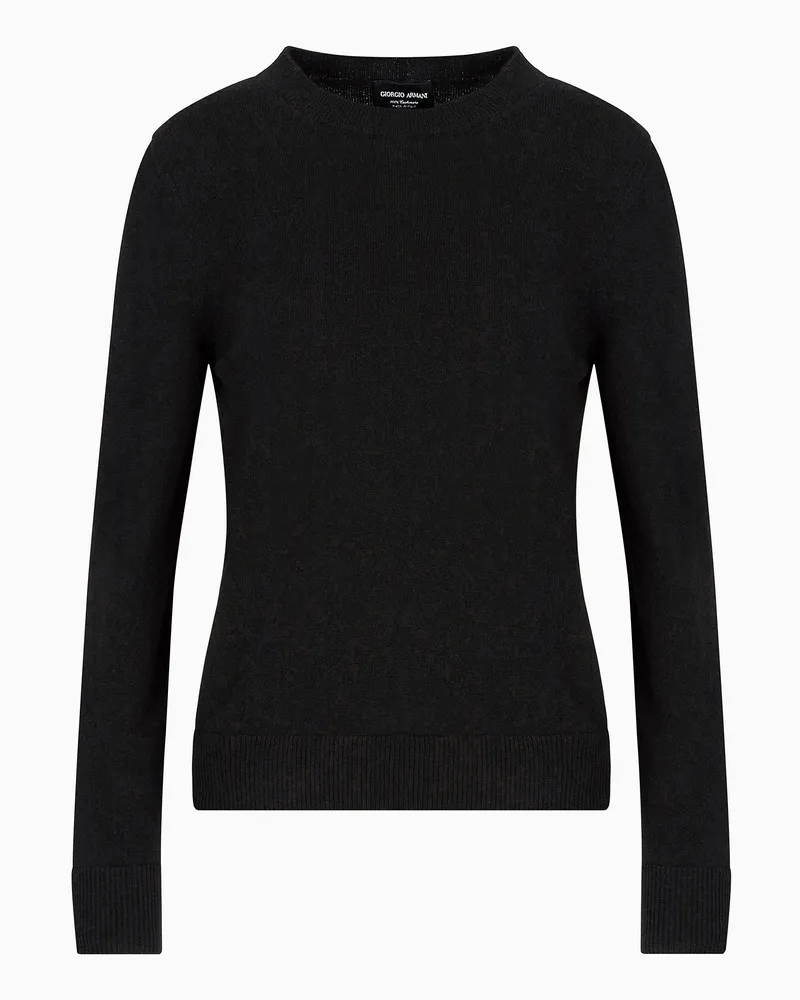 Giorgio Armani Pullover aus Kaschmir mit Bündchen in Rippenstrick Schwarz