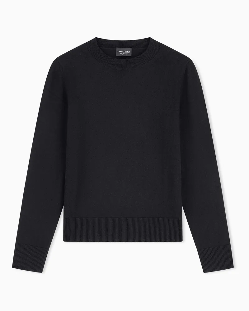 Giorgio Armani Pullover aus Kaschmir mit Bündchen in Rippenstrick Schwarz
