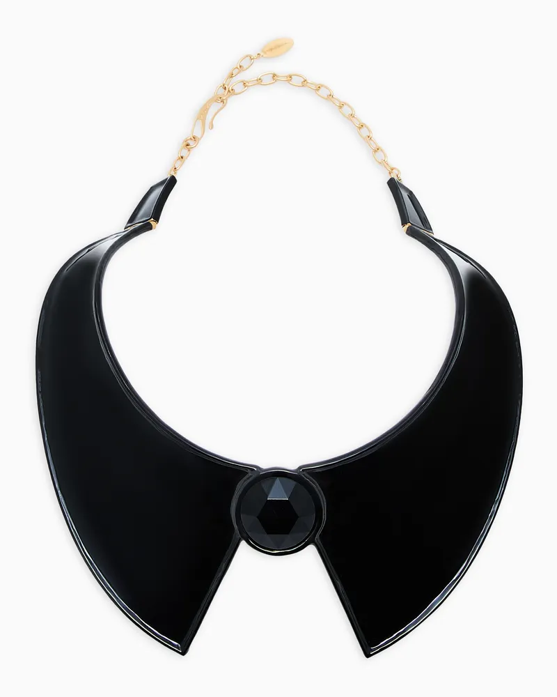 Giorgio Armani Kette aus emailliertem Messing Schwarz