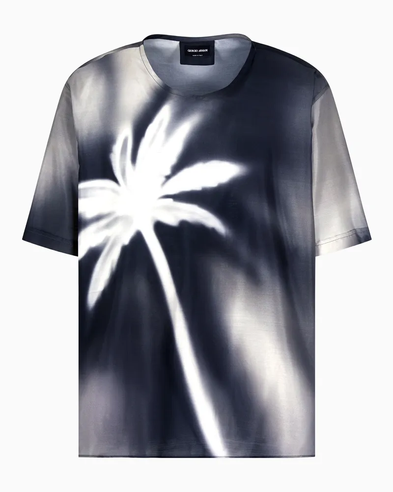 Giorgio Armani T-Shirt im Hemdenstil aus bedruckter Habotai-Seide Gemustert